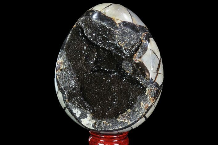 Septarian Dragon Egg Geode - Black Crystals #88536